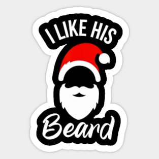 I Like His Beard I Like Her Butt Couple Christmas Santa Hat Sticker